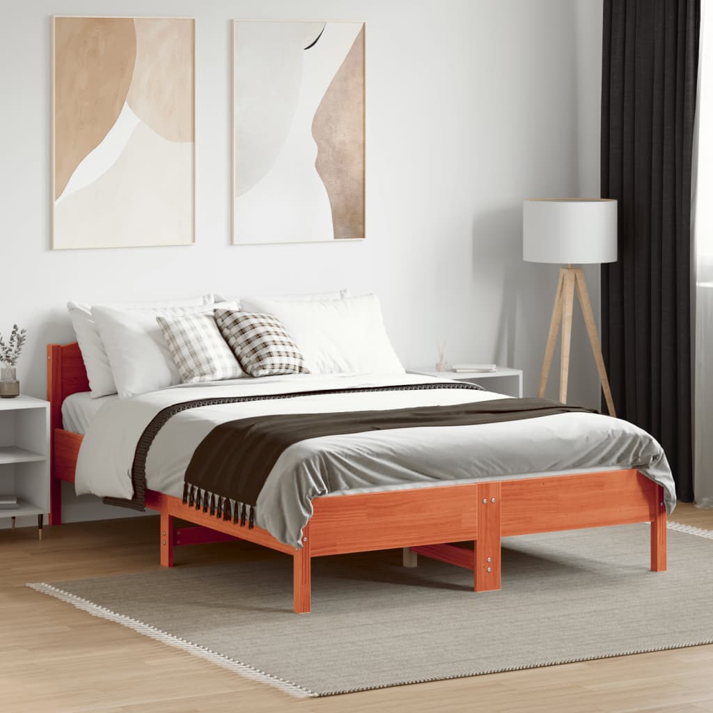 Sengeramme uten madrass brun 135x190 cm heltre furu