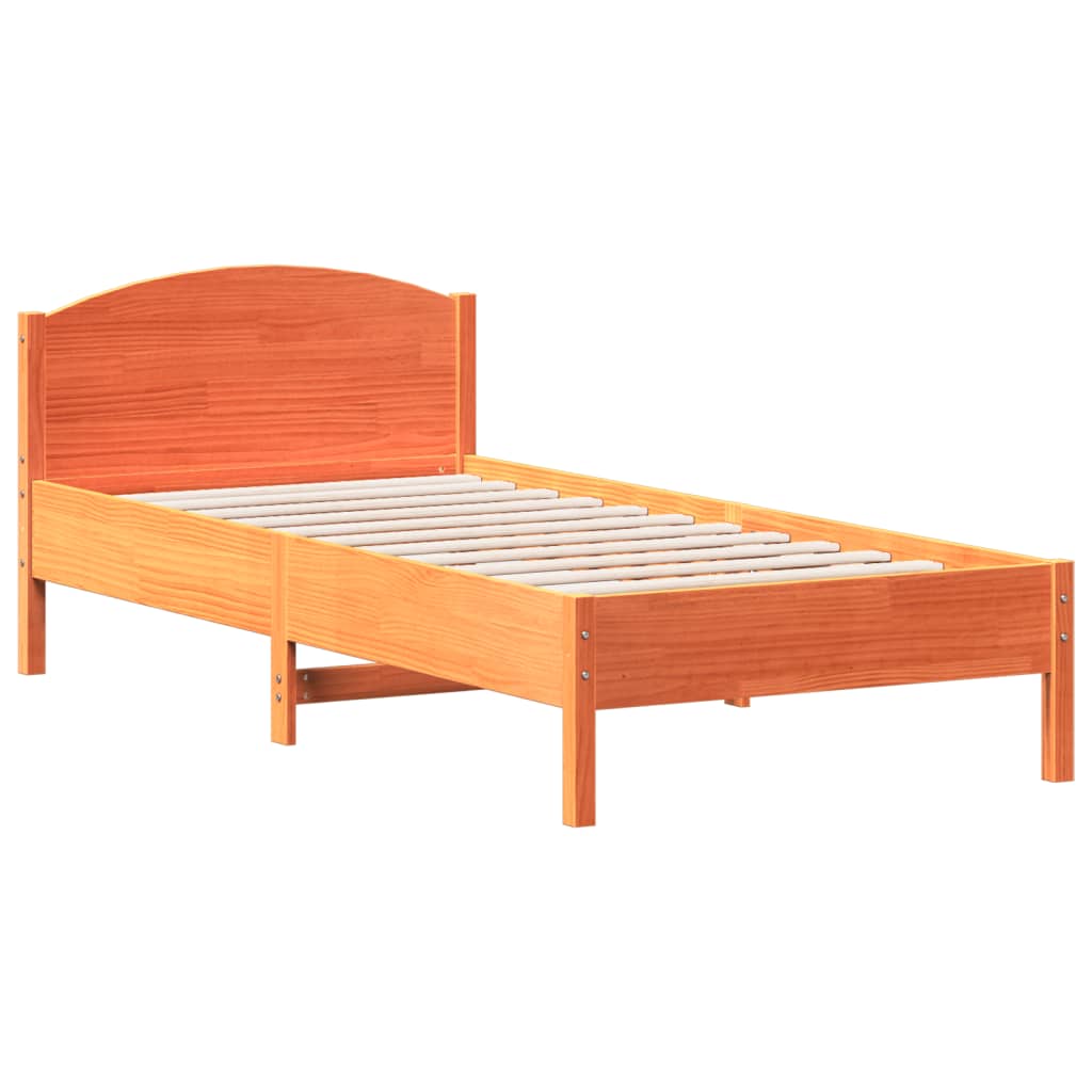 Sengeramme uten madrass voksbrun 90x200 cm heltre furu