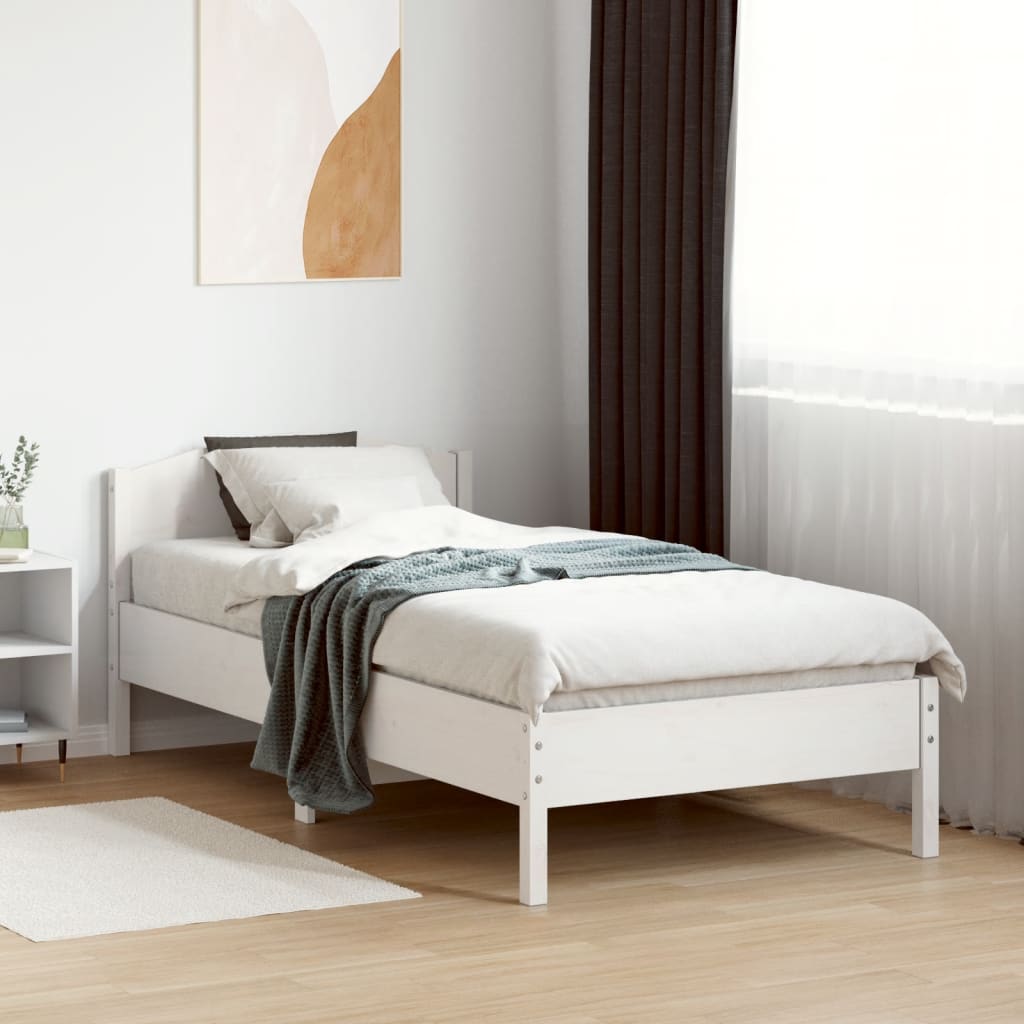 Sengeramme uten madrass hvit 75x190 cm heltre furu