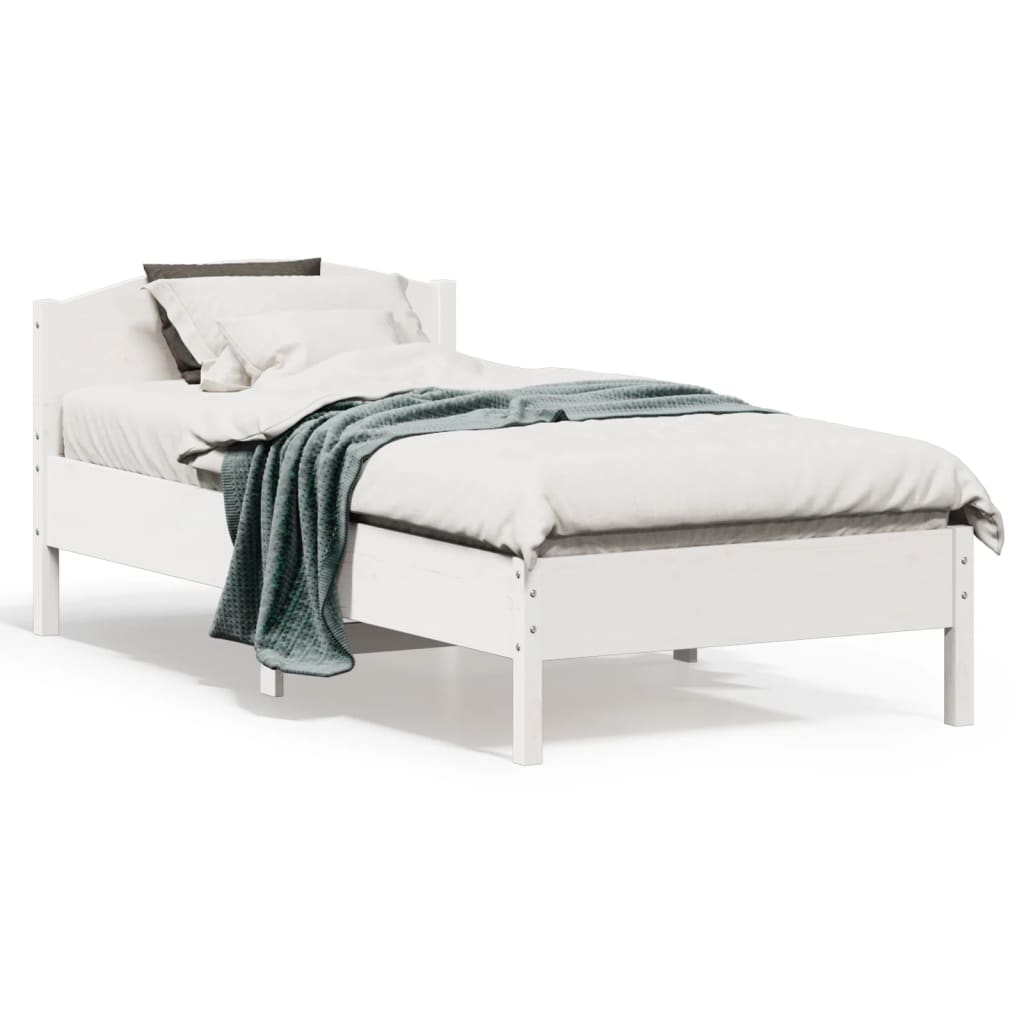 Sengeramme uten madrass hvit 75x190 cm heltre furu