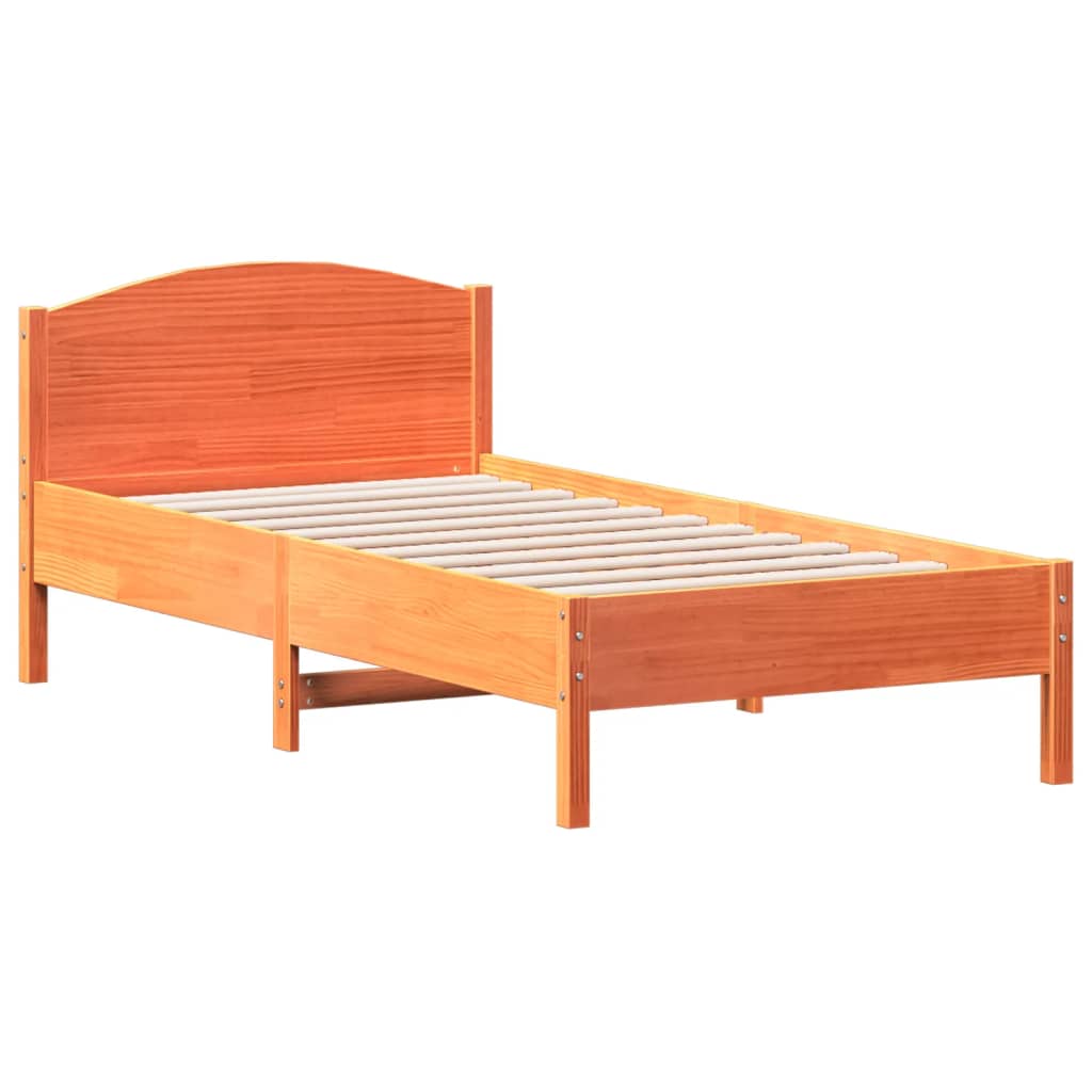 Sengeramme uten madrass voksbrun 75x190 cm heltre furu