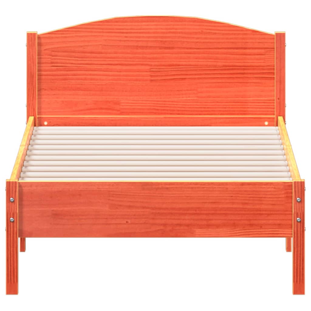 Sengeramme uten madrass voksbrun 75x190 cm heltre furu
