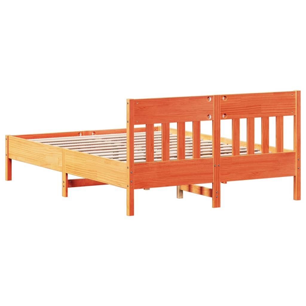Sengeramme uten madrass voksbrun 140x200 cm heltre furu
