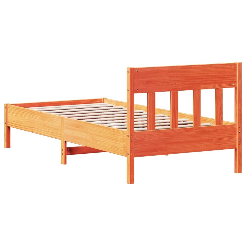 Sengeramme uten madrass voksbrun 100x200 cm heltre furu