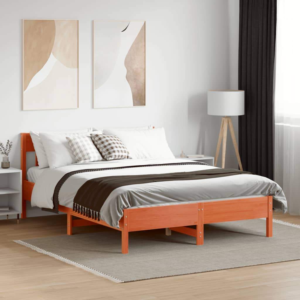 Sengeramme uten madrass brun 135x190 cm heltre furu
