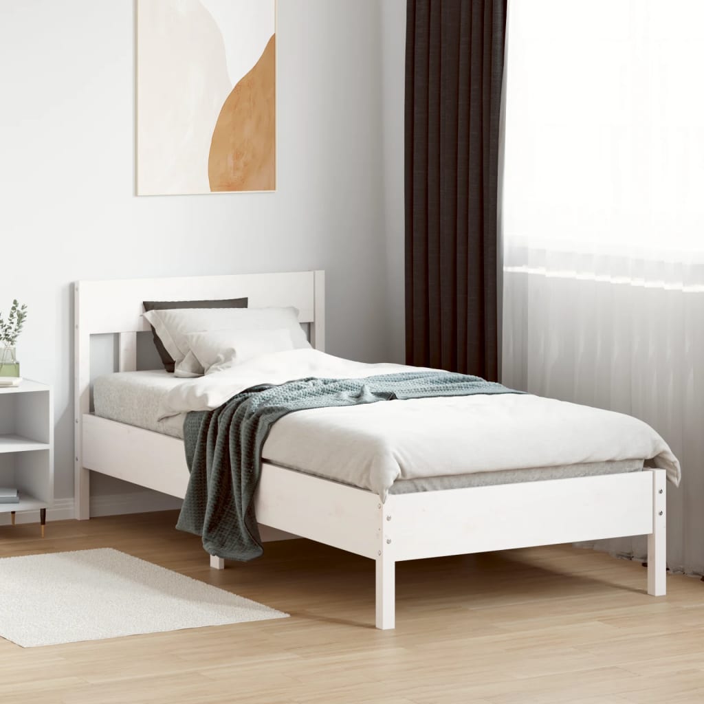 Sengeramme uten madrass hvit 75x190 cm heltre furu