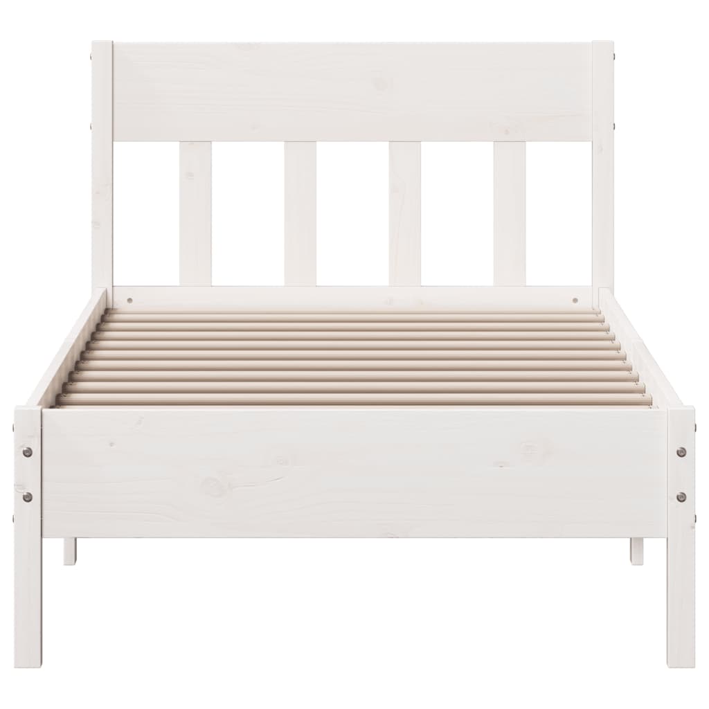 Sengeramme uten madrass hvit 75x190 cm heltre furu