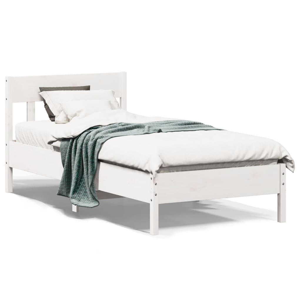 Sengeramme uten madrass hvit 75x190 cm heltre furu