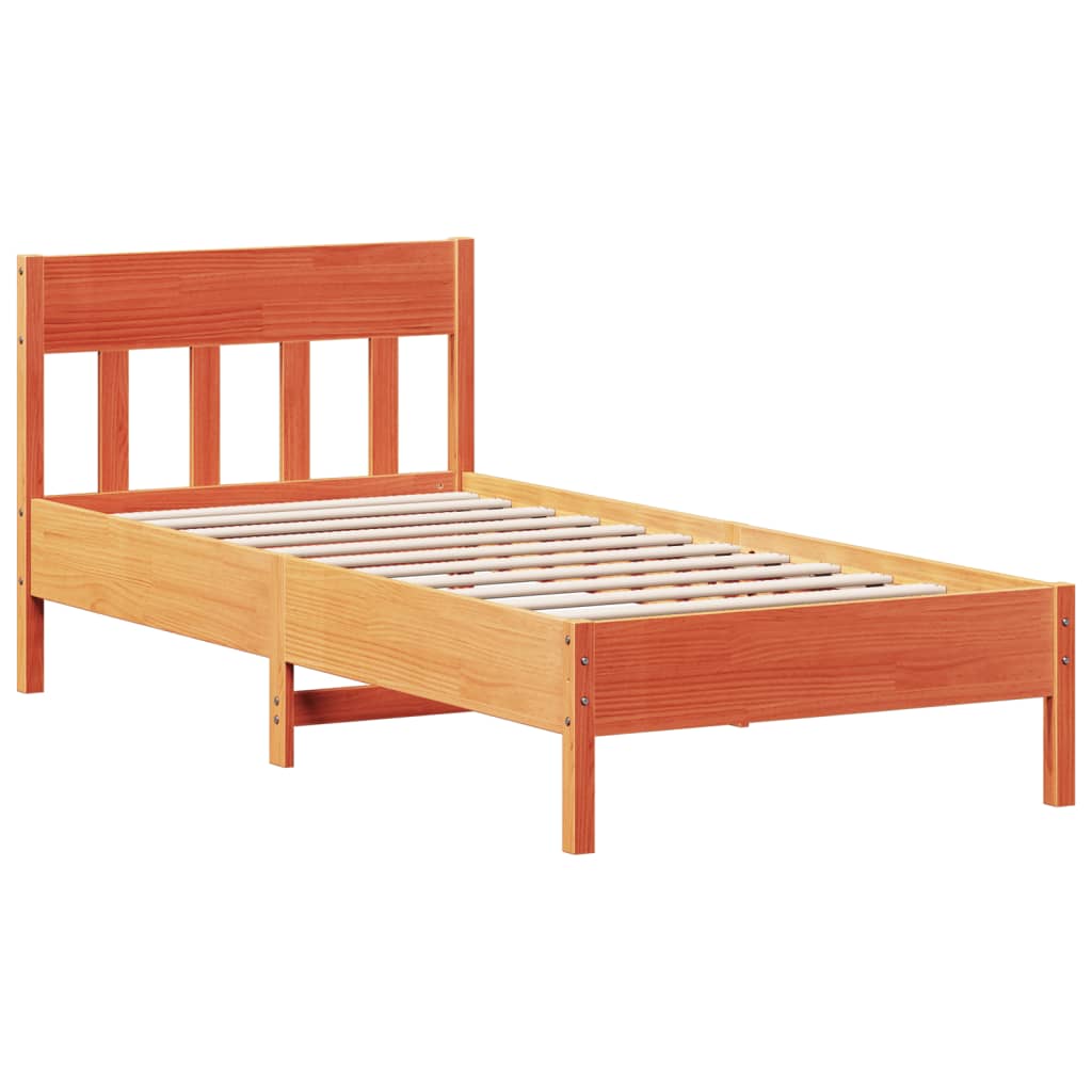 Sengeramme uten madrass voksbrun 75x190 cm heltre furu
