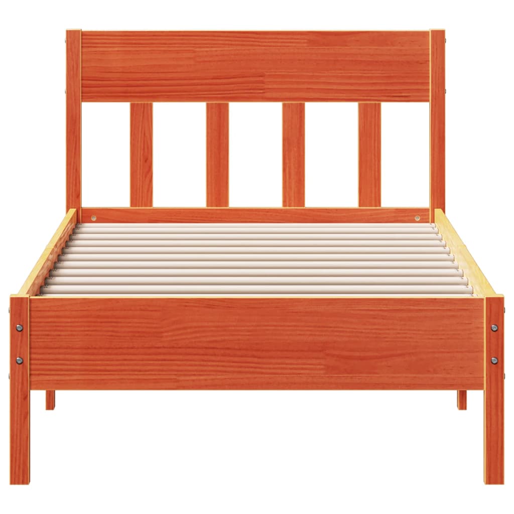 Sengeramme uten madrass voksbrun 75x190 cm heltre furu