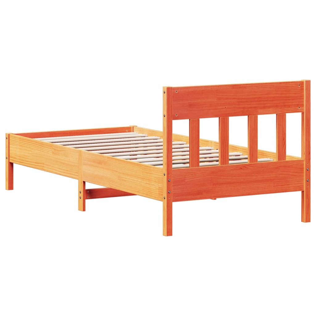Sengeramme uten madrass voksbrun 75x190 cm heltre furu