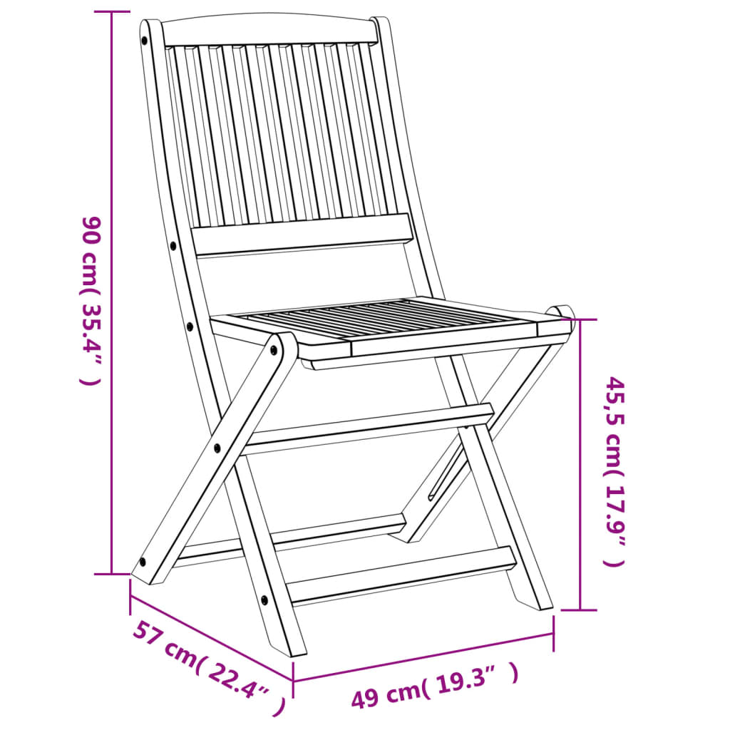 Sammenleggbare hagestoler 4 stk 57x49x90 cm heltre akasie