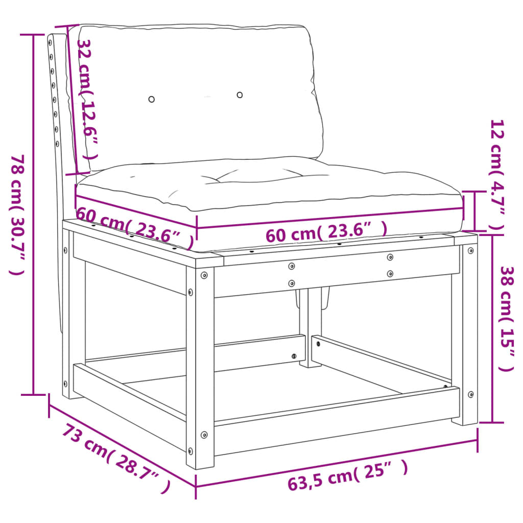 Hagesofaer med puter 2 stk hvit heltre furu