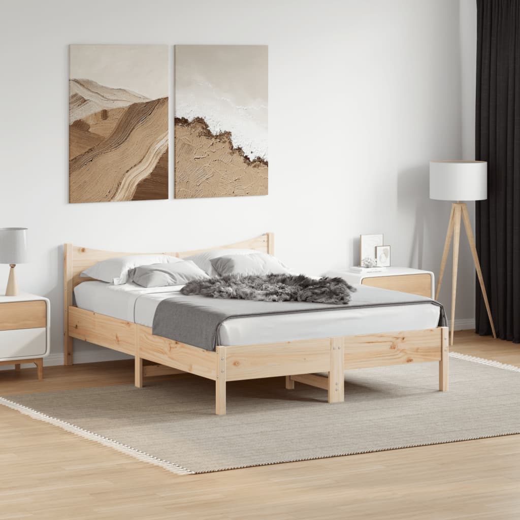 Sengeramme uten madrass hvit 135x190 cm heltre furu