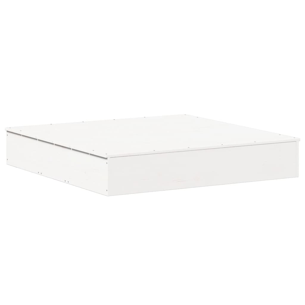 Sandkasse med lokk hvit 111x111x19,5 cm heltre furu