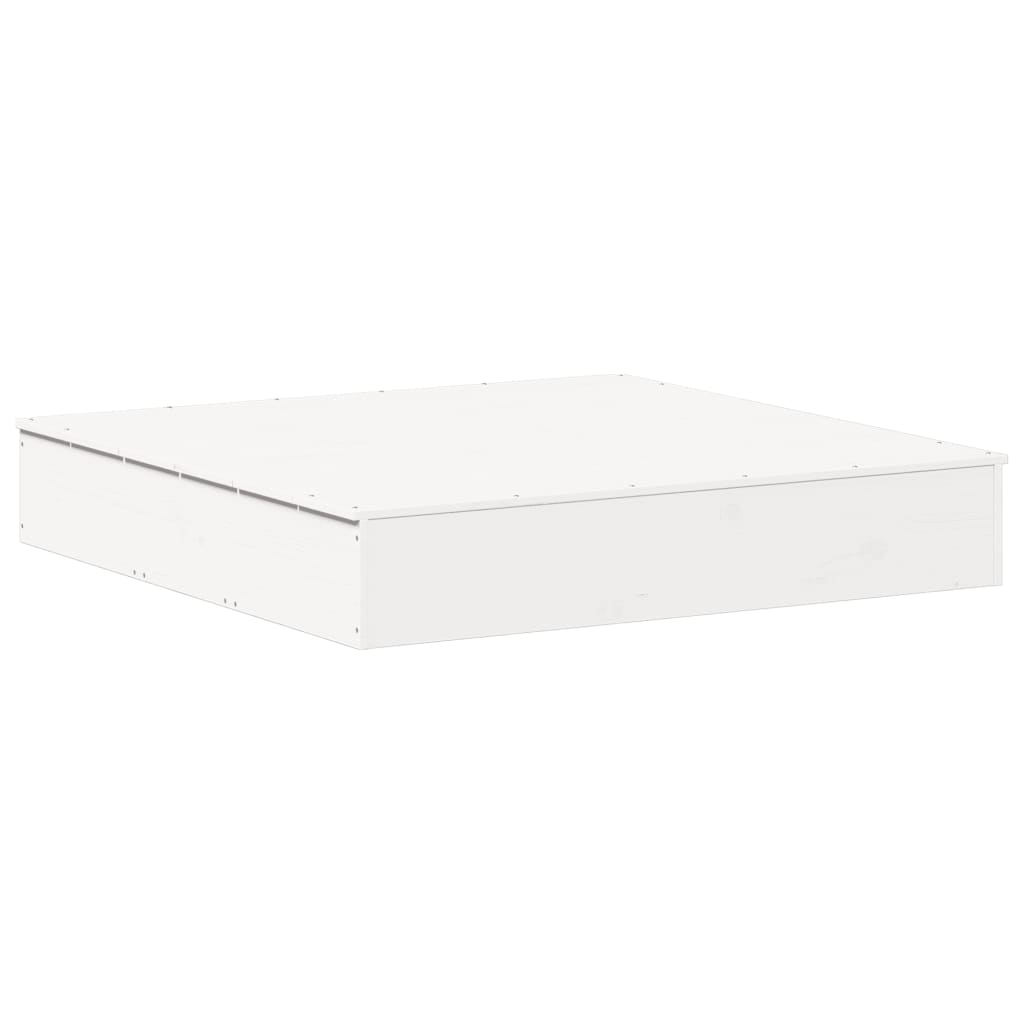 Sandkasse med lokk hvit 111x111x19,5 cm heltre furu