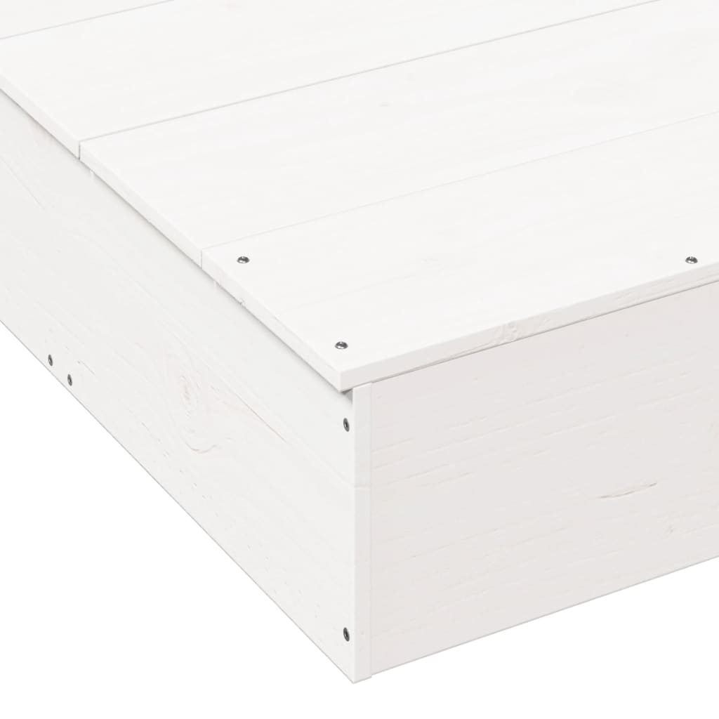 Sandkasse med lokk hvit 111x111x19,5 cm heltre furu