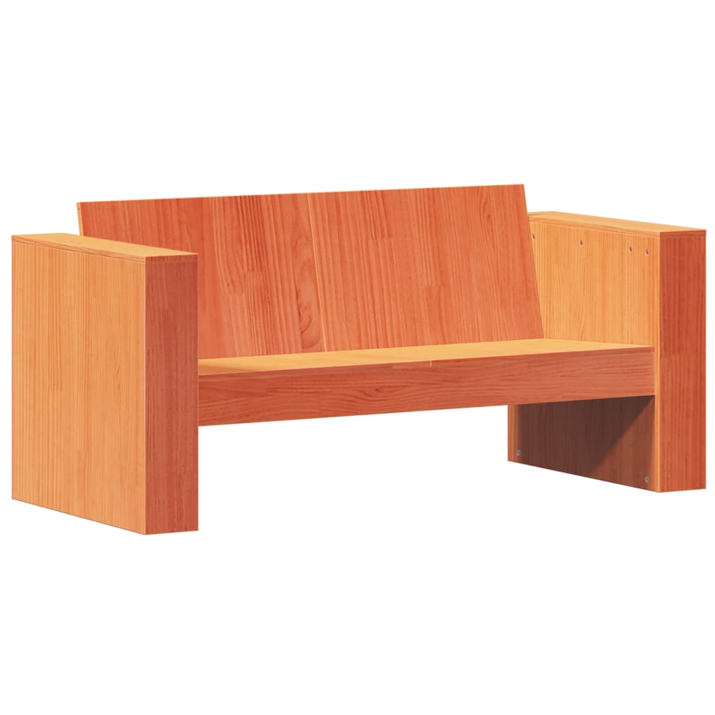 Hagesofa 2-seters voksbrun 134x60x62 cm heltre furu