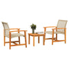 Bistrosett 3 deler beige polyrotting og akasie
