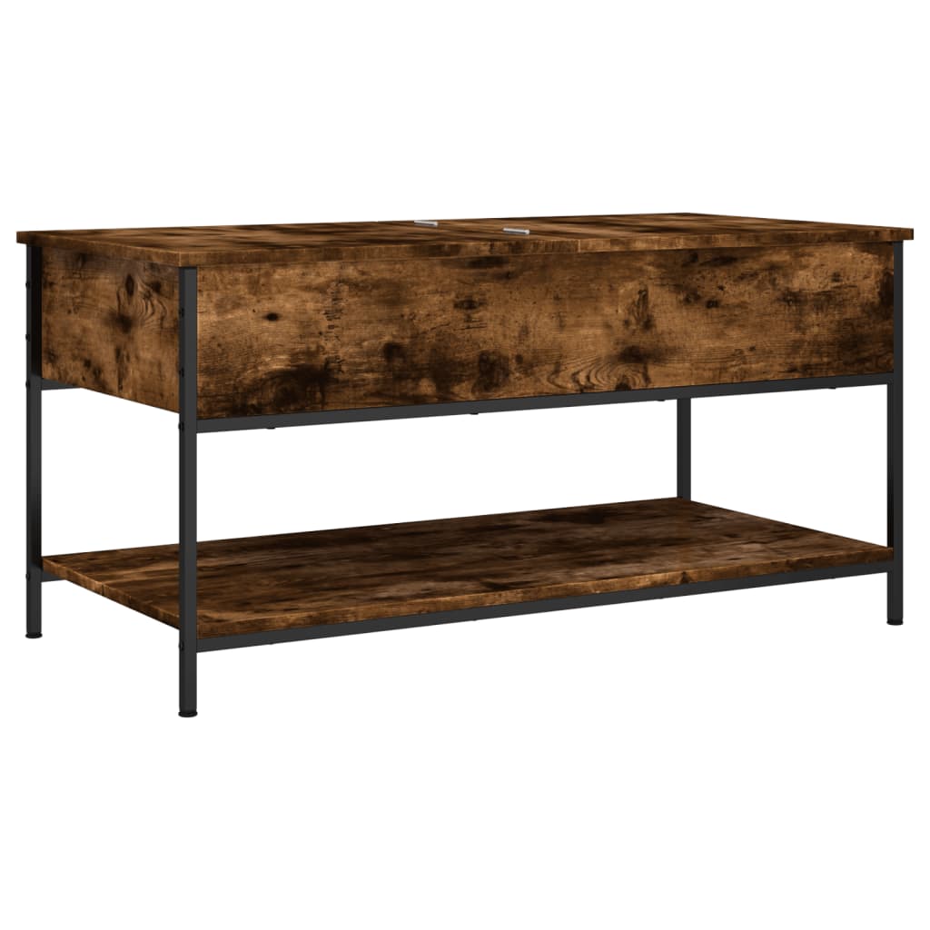 Salongbord røkt eik 100x55x50 cm konstruert tre og metall
