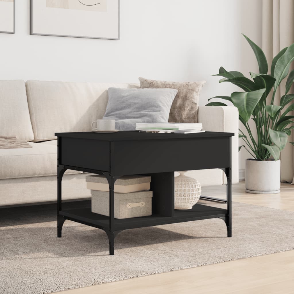 Salongbord svart 70x50x50 cm konstruert tre og metall