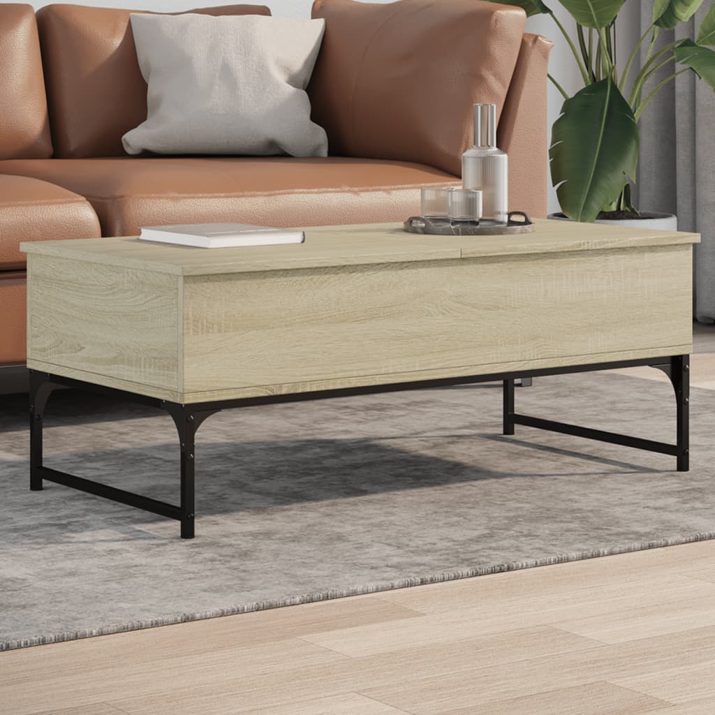Salongbord sonoma eik 100x50x40 cm konstruert tre og metall