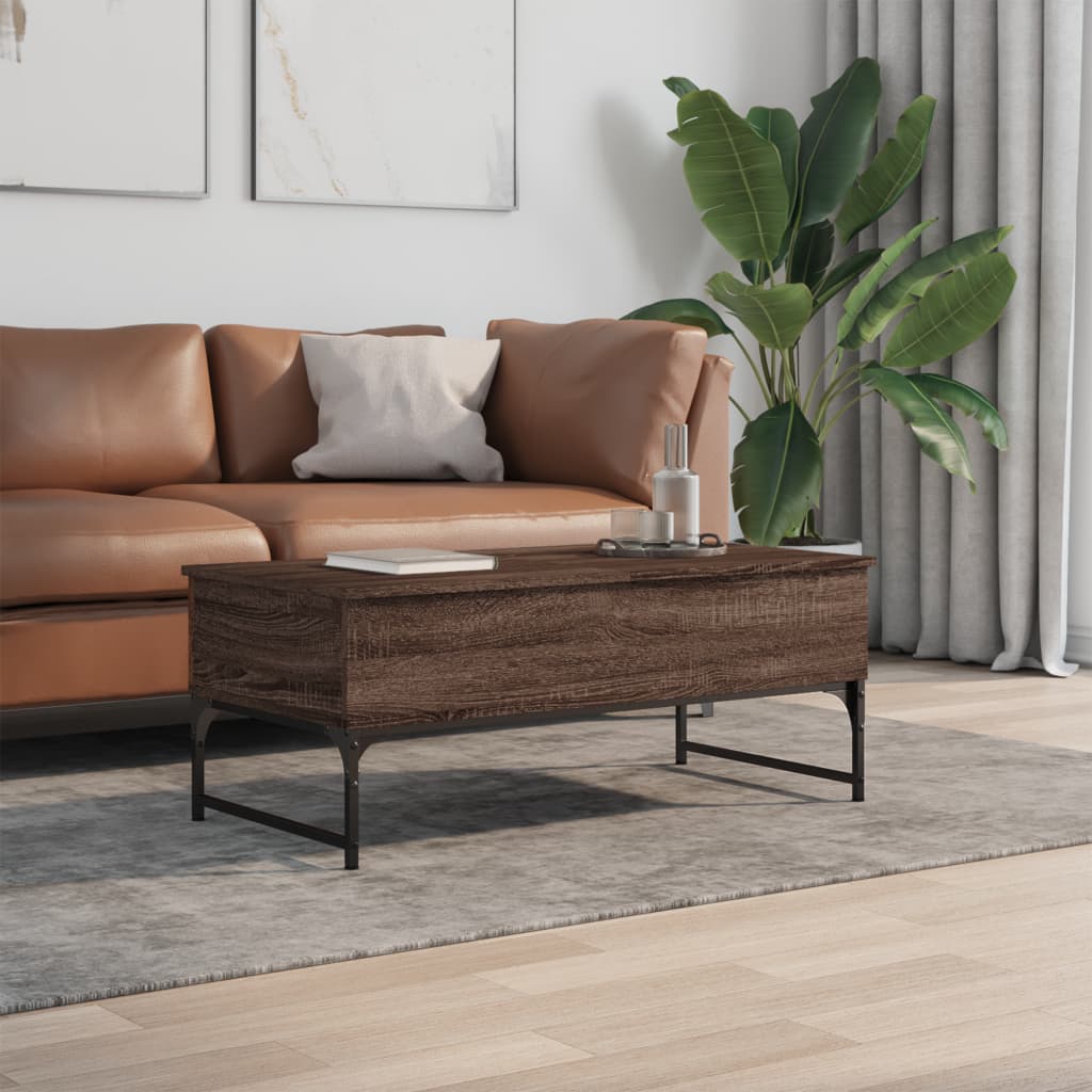 Salongbord brun eik 100x50x40 cm konstruert tre og metall