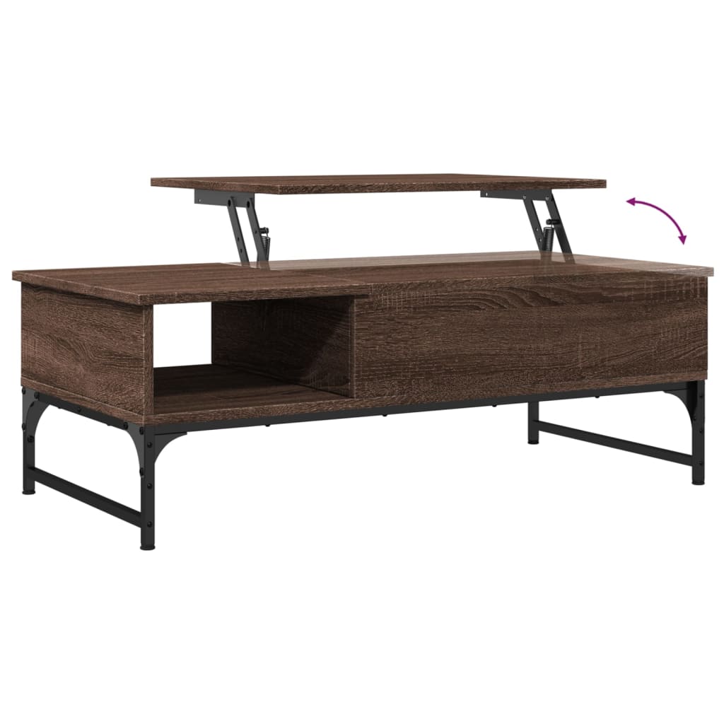 Salongbord brun eik 100x50x35 cm konstruert tre og metall