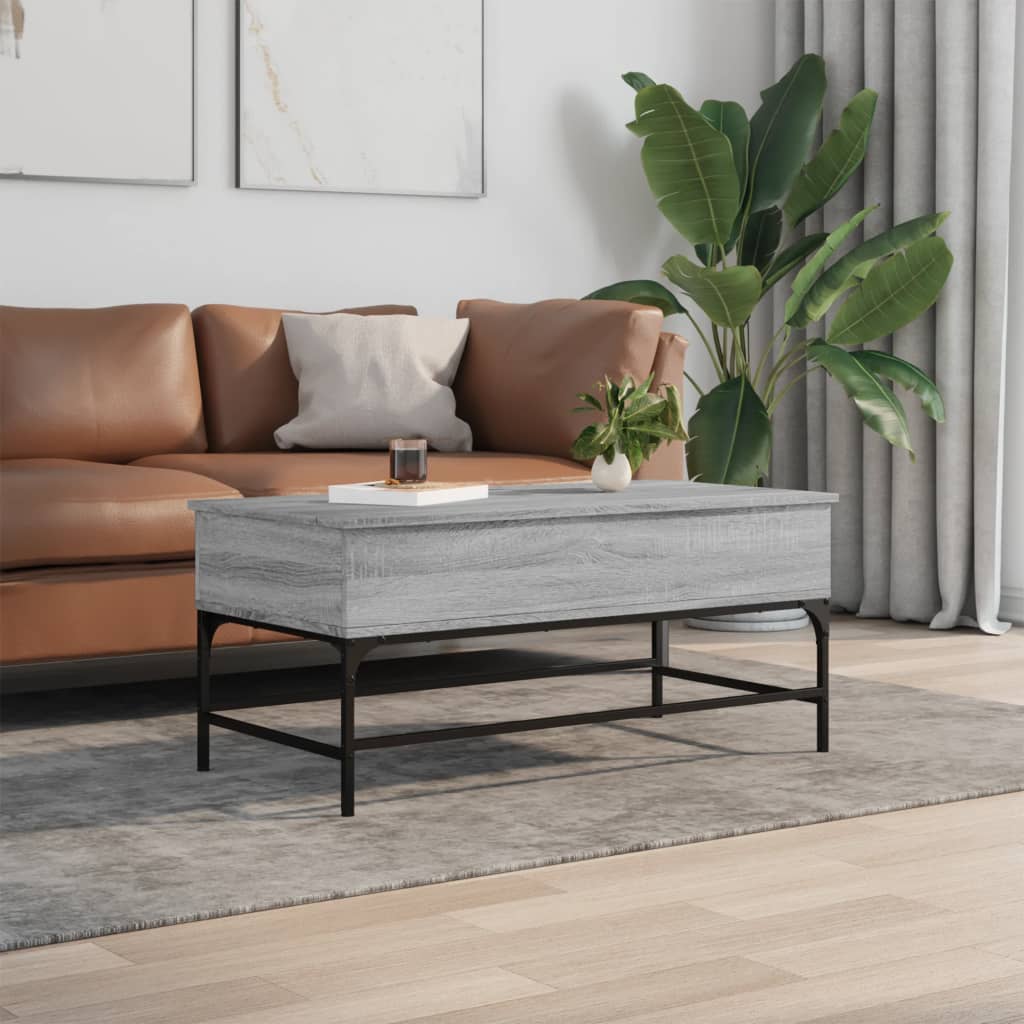 Salongbord grå sonoma 100x50x45 cm konstruert tre og metall