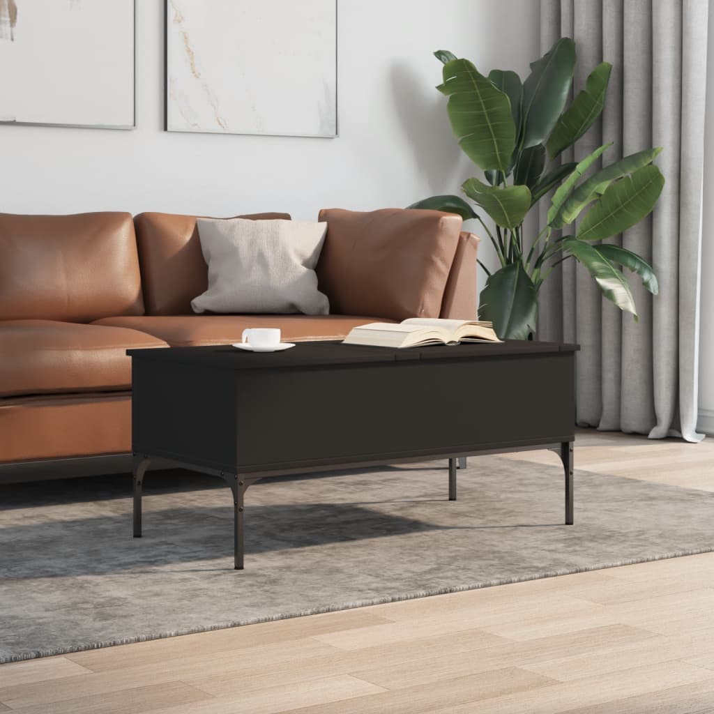 Salongbord svart 100x50x45 cm konstruert tre og metall