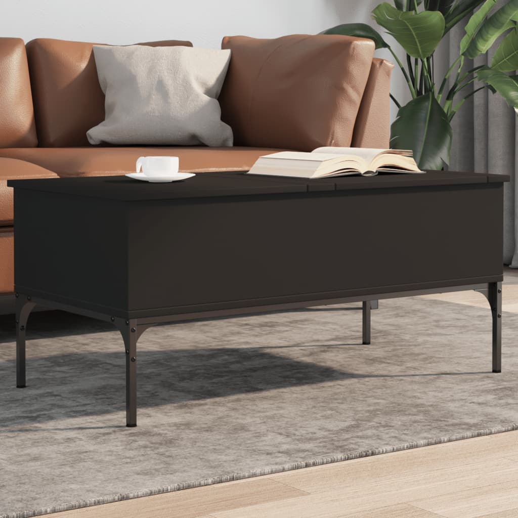 Salongbord svart 100x50x45 cm konstruert tre og metall
