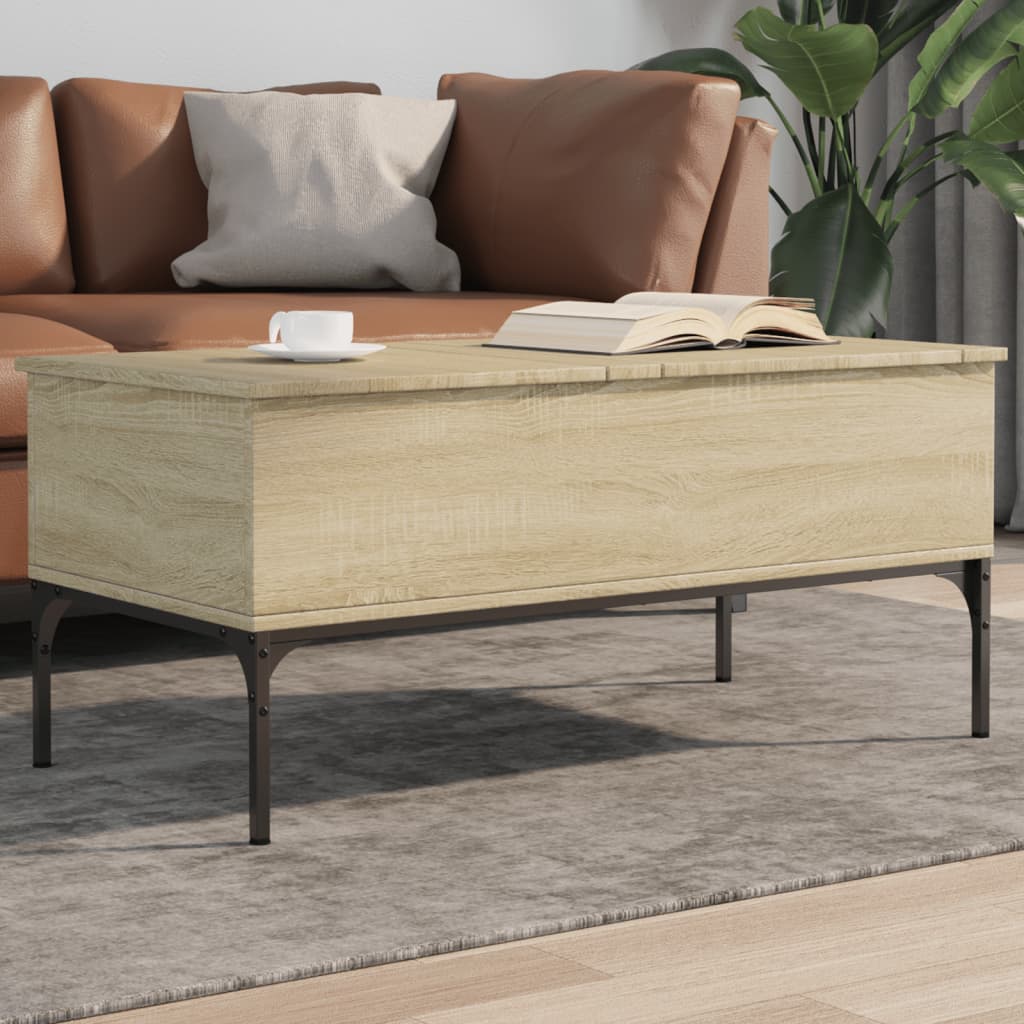 Salongbord sonoma eik 100x50x45 cm konstruert tre og metall