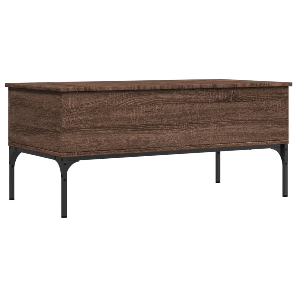 Salongbord brun eik 100x50x45 cm konstruert tre og metall