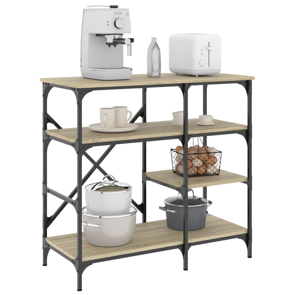 Bakehylle sonoma eik 90x40x84 cm konstruert tre og metall